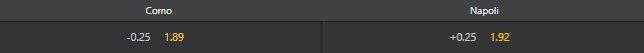 Asian Handicap 0.25 betting line example on the 18bet sportsbook interface.