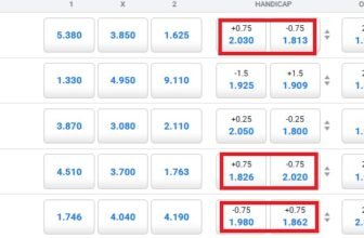 Detailed table showing Asian handicap 0.75 meaning and 3/4 ball betting scenarios.